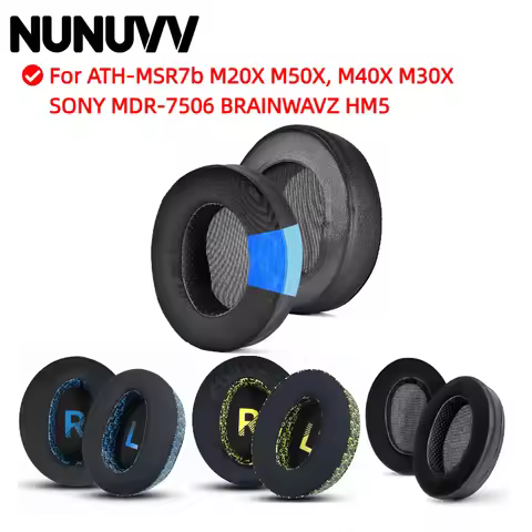 NUNUVV Replacement Printed ice silk fabric Ear Pad for ATH-MSR7b M20X M50X, M40X M30X SONY MDR-7506 