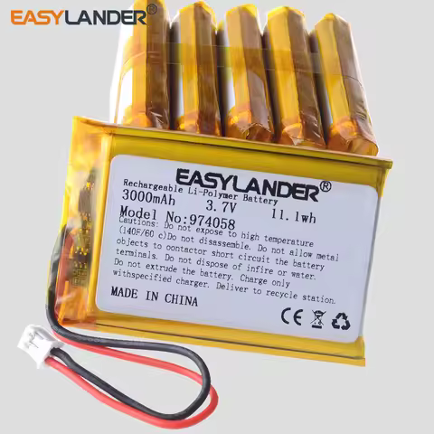 5Pcs/Lot Silicone Wires 974058 3.7V 3000mAh JST2.0 2P JST1.5 2P JST1.25 Rechargeable Li-Polymer Li-i