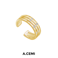 A.CEMI Penne Ringcuff แหวนเงินแท้ ชุบทอง 18K โรสโกลว์
