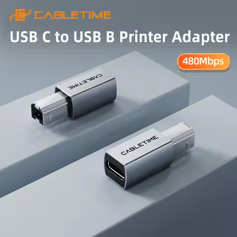 CABLETIME USB C to USB B Printer Adapter 480Mbps Aluminum Shell Type C to USB B 2.0 Printer Male for