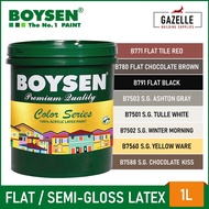 Boysen Color Series Permacoat Latex Paint for Cement Concrete Flat Semi Gloss White - 1 Liter