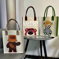 Flannel tote bag, 3 convenient and versatile bears printed with BOKI bears
