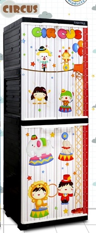LEMARI PAKAIAN PLASTIK SUSUN 4 KUNCI TABITHA JEPARA MOTIF KAYU JEPARA FULL DENGAN KUNCI LEMARI ELEGA