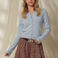 Crewneck Button Front Long Sleeve Cardigan Blue Sweater, Casual, Fall, Autumn, Back To School, Weste