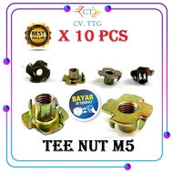 10 Pcs Tee Nut /T-Nut M5 - 8 mm (Mur Tanam Kayu) Tee Nut /T-Nut M5 - 8 mm (Mur Tanam Kayu)
