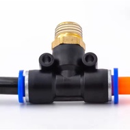 PB 8-M8 Pneumatic Fitting Tee 8mm To External Thread M8 Or 8mm