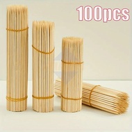 100pcs BBQ Sticks Disposable Wood Sticks Barbecue Party Buffet Food Bamboo Sticks Flower Pole