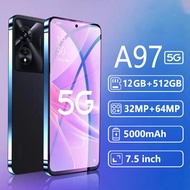 【Lowest Price】Latest Promotion Smartphone A97 phone original 12GB+512GB 7.5 Inch mobile phone Big Screen Cheap Cellphone Android 10.0 4/5G Handphone GSM Android Dual SIM Clearance