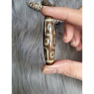 SA DZI 9 EYES Brown, King Dzi, supports fortune, love, health, beautiful flesh stone, cinnabar as a 