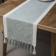 Nordic Table Runner Green Nordic Jacquard Geometric Table Flag Fringe Tea Country Tablecloth Table R