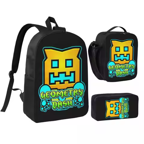 3pecs/set Games Video Game Geometric Dash App Fun Backpack for Student Geometry Dash College Daypack