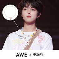 สร้อยคอเลื่อมลูกปัดเซรามิกลายสัตว์แอปเปิ้ล AWE ของขวัญวันเกิดสำหรับผู้หญิง หินธรรมชาติ โซ่โลหะผสม ไม