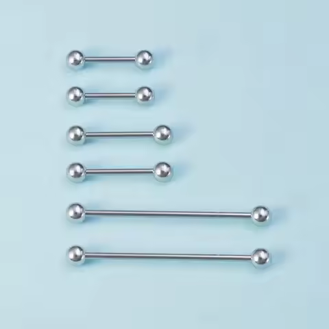 6/12Pcs 14G Stainless Steel Piercing Barbell Kit Tongue Ring Nipple Bar Industrial Earrings For Wome