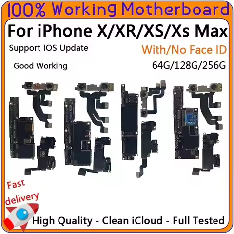 100% Working Unlocked Motherboard For iPhone X / Xr / Xs Max With Face ID Clean iCloud Logic Board S