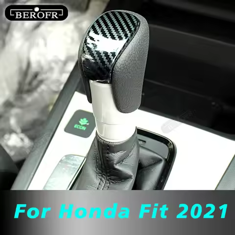Carbon fibre Car Gear Head Shift Knob Handle Cover Trim Sticker For Honda Fit 2021
