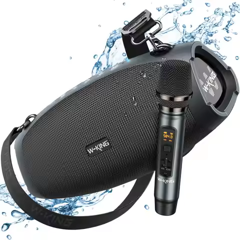 W-KING (120W PEAK)70W Portable Loud Bluetooth Speakers with Wireless Microphone, Waterproof Outdoor 