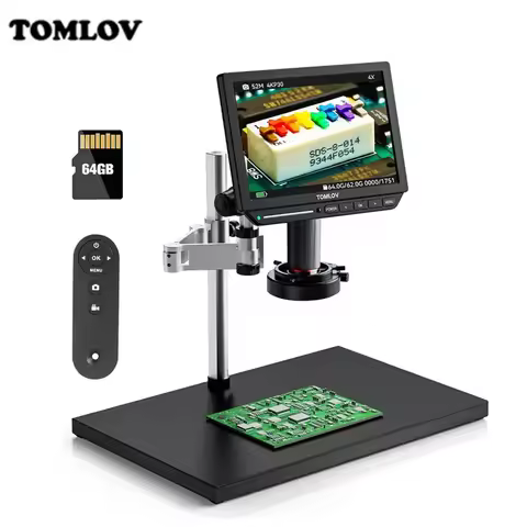 TOMLOV Microscope Digital 4K For Soldering TM4K Flex Arm 2000X HDMI Microscope Electronics Repair 8"