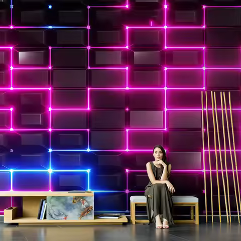 3D wall cloth decoration KTV wallpaper background wall live broadcast room customized mural lighting