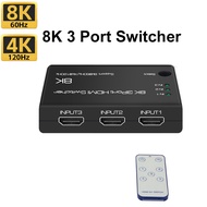 8K 60hz HDMI2.1 Switch 3D HDR 3x1 HDMI Switcher Audio Video Converter 1080p 4k 120hz Display for PS4 PS5 TV Box Xbox Game Player Laptop PC Switch To  TV Monitor Projector
