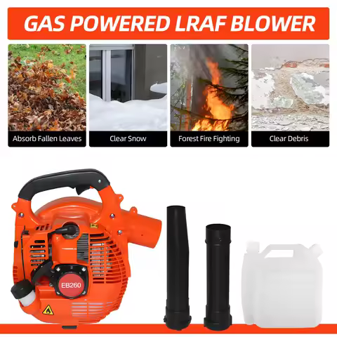 New Gas Powered Leaf Blower 2 Stroke Engine 25.4CC 275.45CFM Air Volume 0.65L Oil Tank Handheld Blow