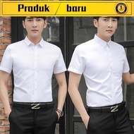 kemeja lelaki baju kameja Versi Korea Pakaian Formal Kemeja Putih Lelaki Musim Panas Warna Solid Bukan Besi Remaja Lengan Pendek Saiz Besar Kemeja Biru Ramping Fesyen Lelaki