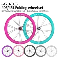 IKOUS 20 Inch Wheelset 406 451 Disc Brake 36T Ratchet High Profile Rim Hub For Folding Bike