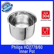 Philips HD2778 Inner Pot. 6 Litres Capacity.Stainless Steel. Use for Philips HD2137, HD2237, HD2178, HD2145.