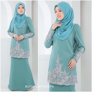 BAJU KURUNG MODEN LACE EMIRA WARNA HIJAU PINE GREEN DUSTY GREEN | BAJU NIKAH RAYA SANDING PENGANTIN COUPLE SET SEDONDON