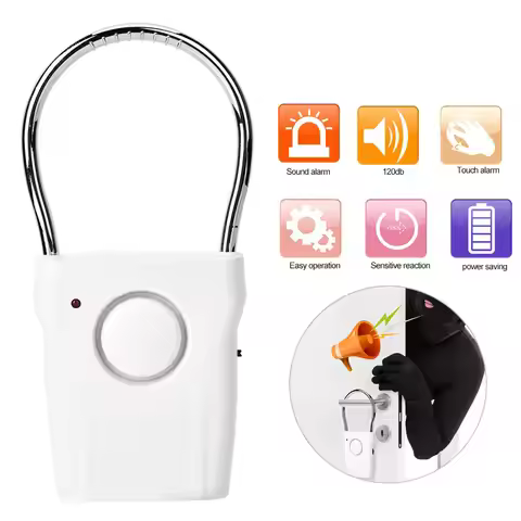 120dB Touch Sensor Door Handle Alarm Anti-theft Vibration Window Burglar Alert Home Security, Door A