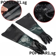POPULAR 1Pair Sandblaster Glove, Rubber Sandblaster Parts Sandblast Cabinets Gloves, Portable 60cm Black Sandblasting Nitrile Gloves