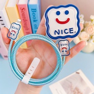 Smile Face Pattern Charger Protector Charging Cable Protector Cover For PD 18/20W 3Pin Fast Chargers