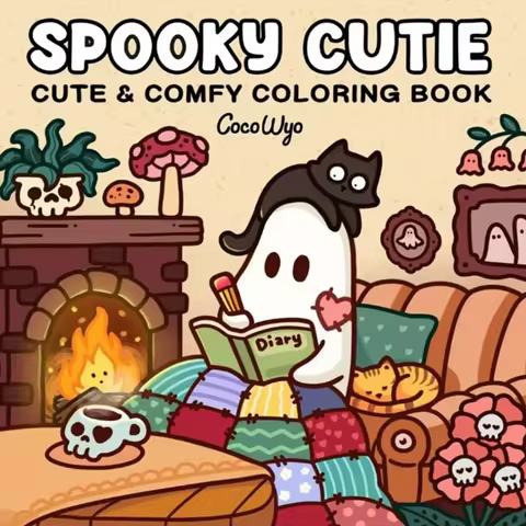 [Spooky Cutie Coloring Book] 1pc Cozy Hygge Spooky Cutie Adult Coloring Book - Relaxation with Adora