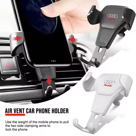 Car Badge Phone Holder Bracket Air Clip Mount Stand Car Stickers For Audi C5 C6 C7 A4 B6 B8 B7 A6 A3
