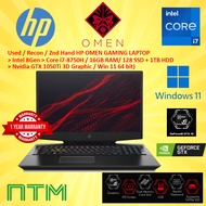 #1322 *Used / 2nd Hand / Budget HP OMEN Gaming Laptop Intel Core i7-8750, Nvdia GTX1050tI , 16GB DDR4, 512GB SSD, W11
