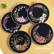 New floral wreath with floral meaning embroidery DIY material kit, handmade creative ribbon embro...