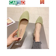 KY/🏅Cartelo Crocodile（CARTELO）2023Summer New Versatile Woven Soft Leather Soft Bottom Women's Shoes Low-Cut Comfortable