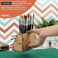 [CHiWANJi] Wooden Paint Brush Holder Art Supply Storage Rack Wood Paint Brush Rack Holding