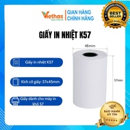 Carton of 100 Rolls of Thermal Printing Paper (57mmx45mm) K57 for Bill printing / Invoice printing