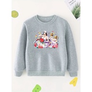 2024 Fashion Boys' Anime One Piece Boa·Hancock Sweatshirt With Comic Bride Graphic Print Comfy Casual Crew Neck Long Sleeve Pullovers