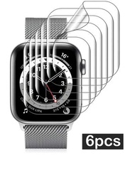 1包6片透明tpu防水凝結膜,適用於apple Watch系列（ultra/se/8/7/6/5/4/3/2/1）,相容於38/40/41/42/44/45/49mm