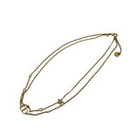 二手 Dior Petit CD 雙鏈項鍊，品牌鏈條，金色
