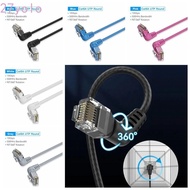 YOLO CAT6A Ethernet Cable, Double Elbow 360 Rotatable Cat6A Ethernet Patch Cable, RJ45 Network Patch