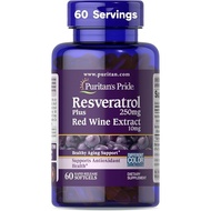 Puritan's Pride Premium Resveratrol Youth Guard™ 250mg, Dietary Supplement for Immune System, Antiox