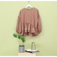 Blus Atasan Wanita Feminina ZANZEA Kerah Bulat