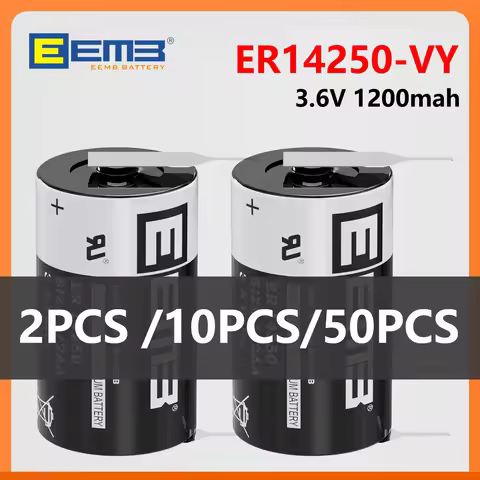 optional 2/10/50PCS EEMB ER14250-VY 1/2AA 3.6V 1200mAh Lithium Battery ER14250 With VY soldering fee