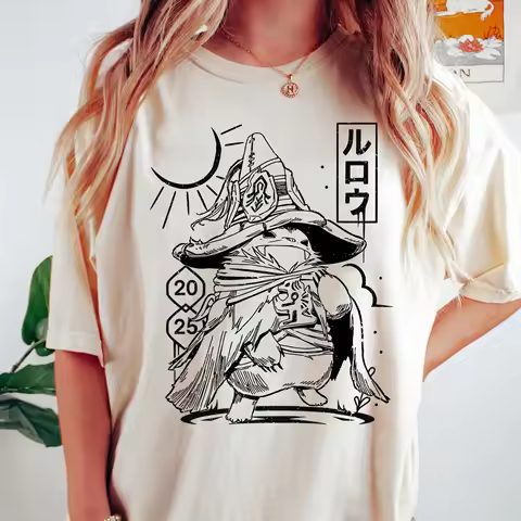 Monster Hunter Wilderness Theme T-shirt, Companion Cat Rove Wudwud, MH Rise, MH World, 90s Retro Gam