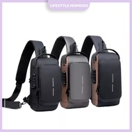 Lifestyle Momoko Men Sling Bag Combination Lock 🔒 Shoulder Bag Chest Bag ✨ Beg Silang Lelaki FAST SH