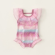 Mermaid Swimsuit Girl One-Piece Swimsuit Baby Girl Swimsuit Little Flying Sleeve Sweet Ruffled Swims