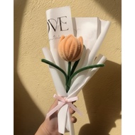 BUNDLE OF 1 BEAUTIFUL HANDMADE ORANGE-toned ZINC VELVET TULIP FLOWERS - MEANINGFUL GIFT FOR YOUR Lov