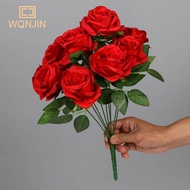 bwmkd9 9 Heads Rose Big Bouquet Holding Artificial Silk Flower DIY Wedding Party Floral Bunch Home Living Room Table Decor Fake Flowers